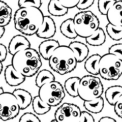 Seamless pattern with animal koala on white background.