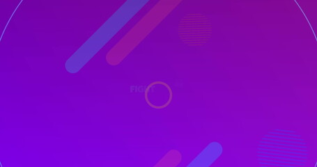 Image of fight text over shapes on purple background