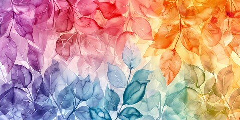 Multicolored background with leaves - obrazy, fototapety, plakaty