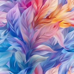 Colorful leaves painting on blue background