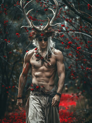 pagan lord walking in the woods - generative ai