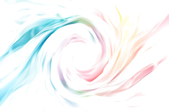 Soft pastel color swirls and twirls on white background.