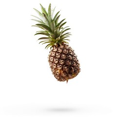 Falling fresh pineapple  isolated on white background. Concept of healthy eating or food design.
