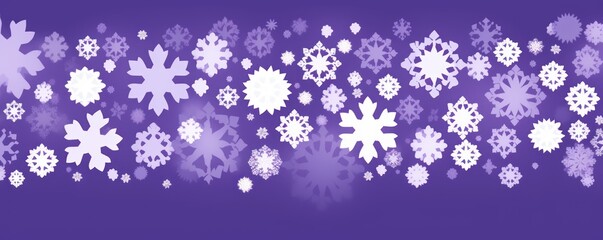 White snowflakes on a violet background, a flat vector illustration in the simple minimalist style of a cute cartoon design with simple shapes