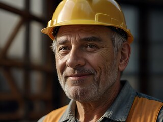Portrait of a worker wearing a hard hat