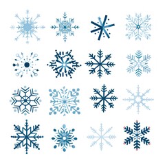 Fototapeta na wymiar White snowflakes on a white background, a flat vector illustration in the simple minimalist style of a cute cartoon design with simple shape