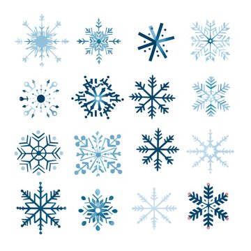 White snowflakes on a white background, a flat vector illustration in the simple minimalist style of a cute cartoon design with simple shape