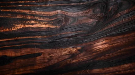Foto op Canvas Dark Ebony Wood with Glossy Finish © dillustrai