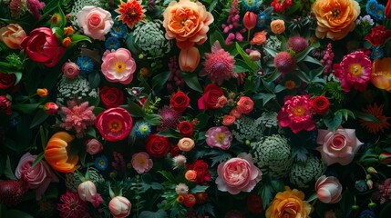   A bunch of flowers closely situated together - obrazy, fototapety, plakaty