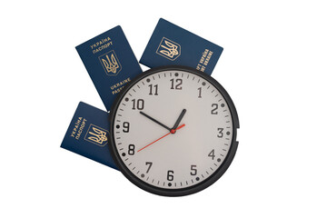 Three foreign passports of Ukraine on a white background. Three foreign passports of Ukraine on a...