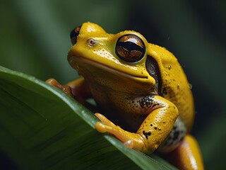 Yellow frog on a leaf
