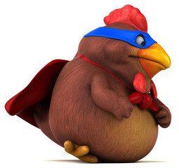 Fun 3D cartoon illustration of a chicken superhero - 785534339