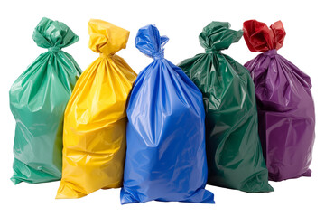 Vibrant Garbage Bag Collection Isolated on White