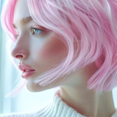 Fototapeta premium Close up of person with pink hair