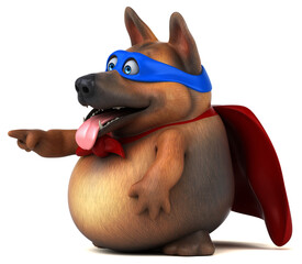 Fun 3D cartoon illustration of a dog superhero - 785534701