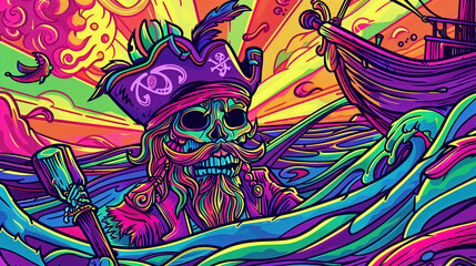 A psychedelic Pirate. Generative AI