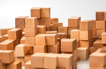 Wooden blocks image isolated on white background with clipping path