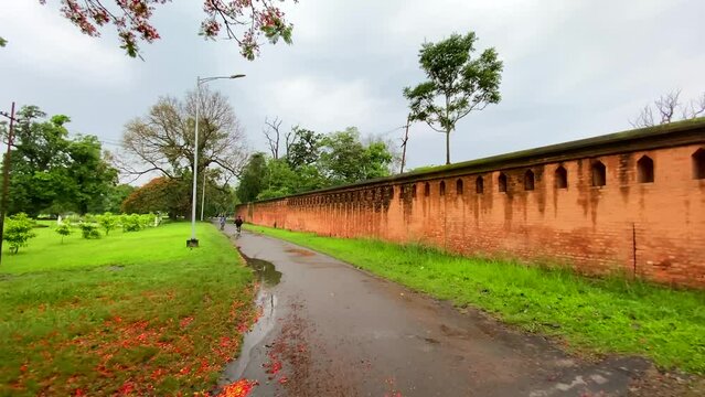citadal wall inside kangla fort campus, historical monument of manipur kangla fort and in imphal.