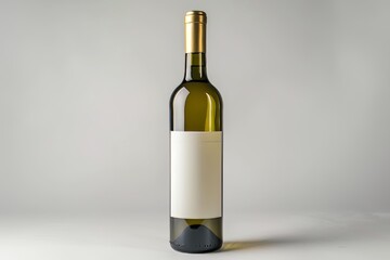 Isolated single white wine bottle standing on white background for elegant presentations