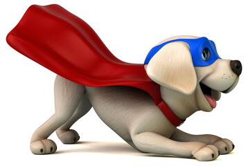 Fun 3D cartoon super white Labrador retriever - 785535756