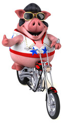 Fun 3D cartoon illustration of a pig rocker - 785536348