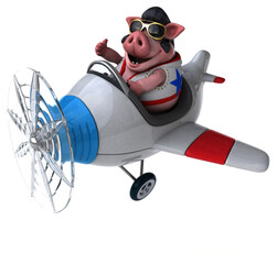 Fun 3D cartoon illustration of a pig rocker - 785536586