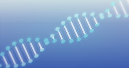 Image of rotating dna helix against blue background