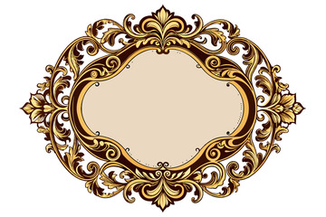 Exquisite vector artwork showcasing a Victorian frame, meticulously crafted with intricate details and ornate embellishments, elegantly isolated on a pristine white background. 