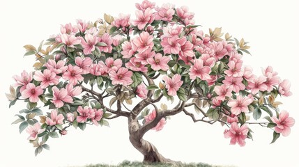 Blooming tree with pink flowers