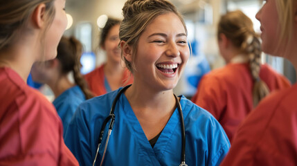 Fototapeta premium healthcare workers chilling moment, generative ai