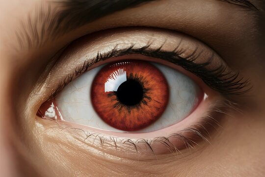 ImageStock Closeup human eye reveals striking red iris, a mesmerizing glimpse into individuality