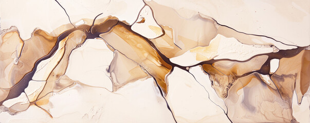 Banner, a painting in neutral and beige color palette with abstract shapes, in the style of fluid and flowing lines.