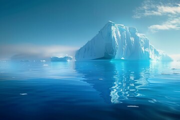 Majestic iceberg floating in the chilly antarctic sea under a crisp blue sky