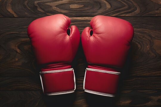 ImageStock Pair of red leather boxing gloves, symbolizing sport and competition concept