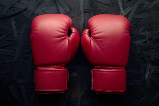 ImageStock Pair of red leather boxing gloves, symbolizing sport and competition concept