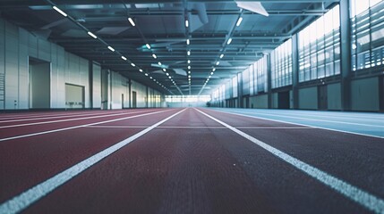 Blurred perspective of an empty track and field facility, capturing the silence and the simplicity...