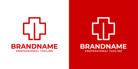 Letter I Medical Cross Logo, suitable for business related to Medical Cross or Pharmacy with I initial
