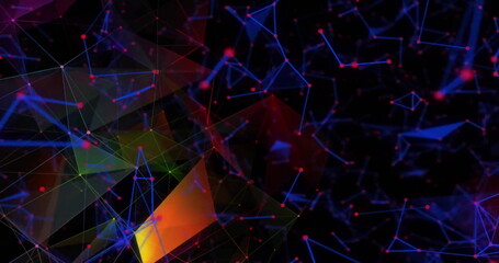 Image of colourful networks of connections on black background