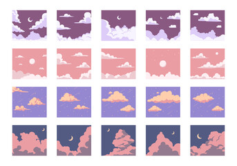 Cloudy Sky Illustration Background Set