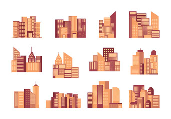 City Building Icon Element Set