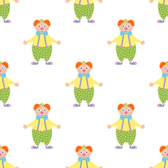 seamless pattern with cartoon clown
