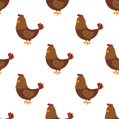 seamless pattern with cartoon hen