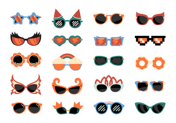 Fun Colorful Sunglasses Illustration Set