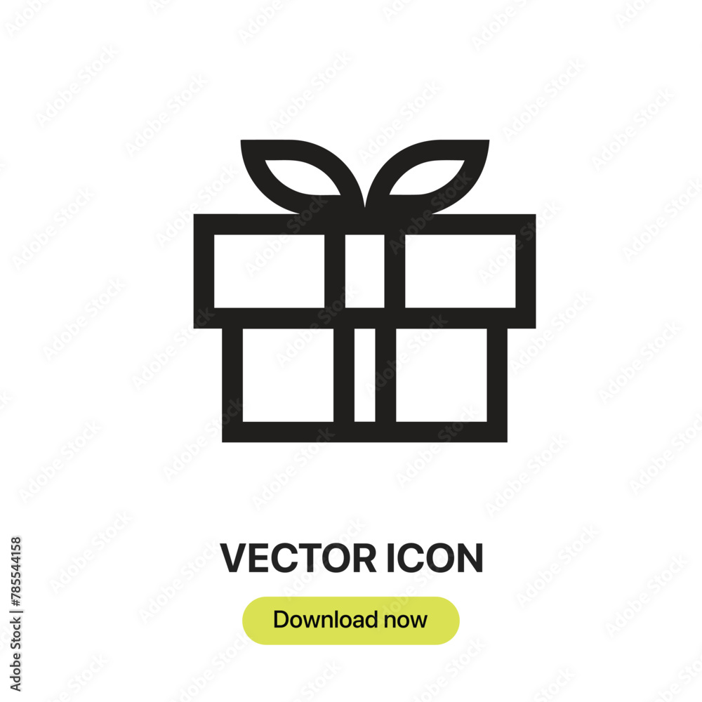 Leinwandbilder gift icon vector. linear-style sign for mobile concept and web design. gift symbol illustration. pix