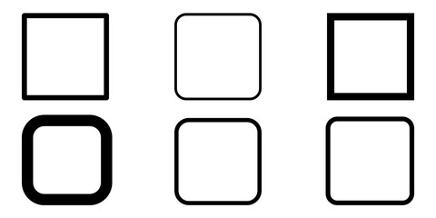 Collection of Bold Square Outlines Icons 