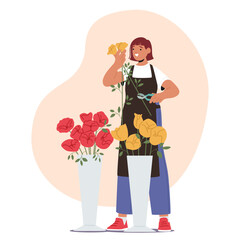 Florist Character Design, Arrange, And Sell Flowers And Plants For Various Occasions Such As Weddings, And Celebrations