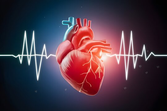 Pic Human heart with cardiogram for medical heart health care background, symbolizing health