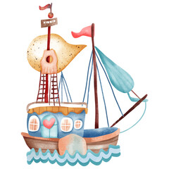 pirate ship on a white background
