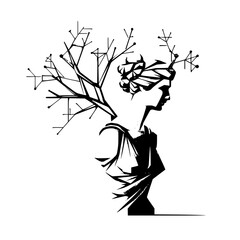 silhouette of a girl statue