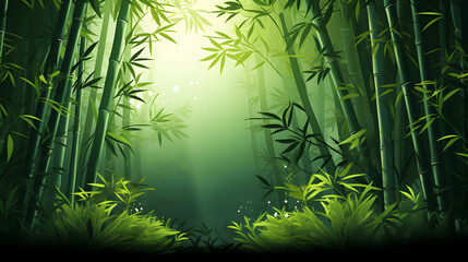 Fantasy bamboo forest neon colors magical lights in the forest,Mysterious Forest Path with Glowing Lights
